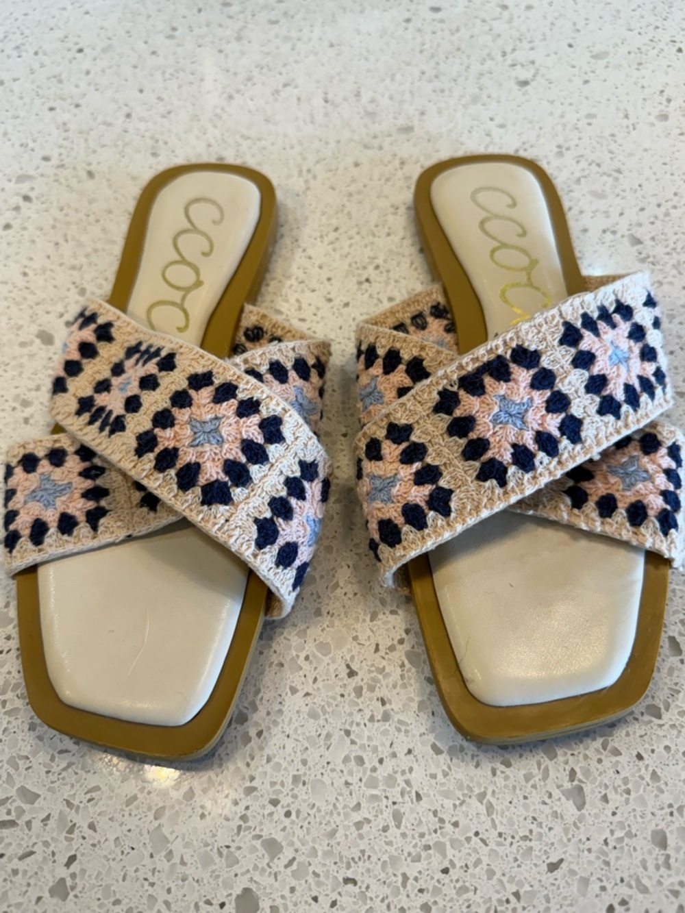 Cocci Navy, Pink & Cream Cross-Strap Slide Sandals - Picture 2 of 3